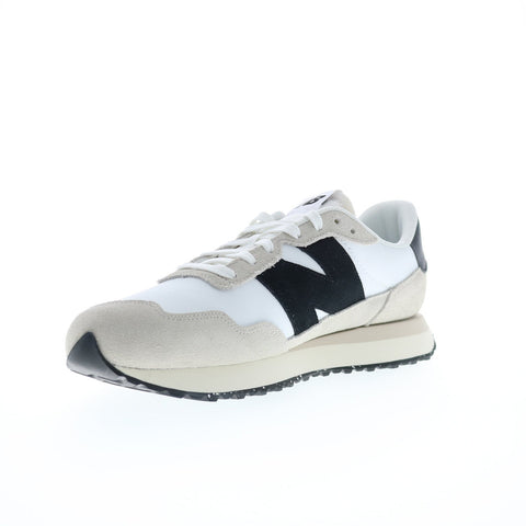 New Balance 237 MS237SF Mens White Suede Lace Up Lifestyle Sneakers Shoes