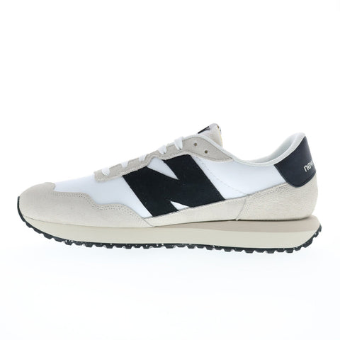 New Balance 237 MS237SF Mens White Suede Lace Up Lifestyle Sneakers Shoes
