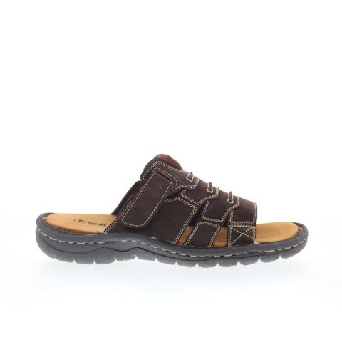 Propet Jace MSO001LCF Mens Brown Extra Wide Leather Slides Sandals Shoes