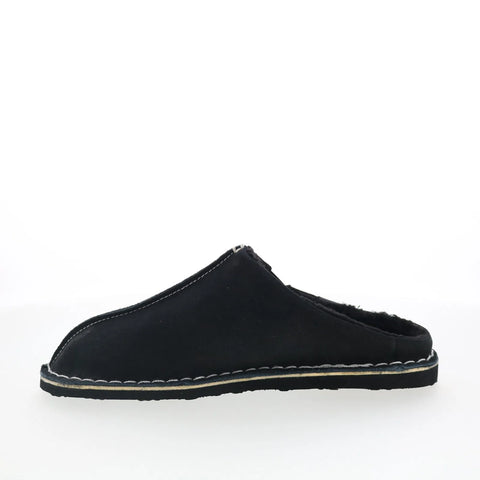Pajar Muller PDPSL00350.01 Mens Black Suede Slip On Clogs Slippers Shoes