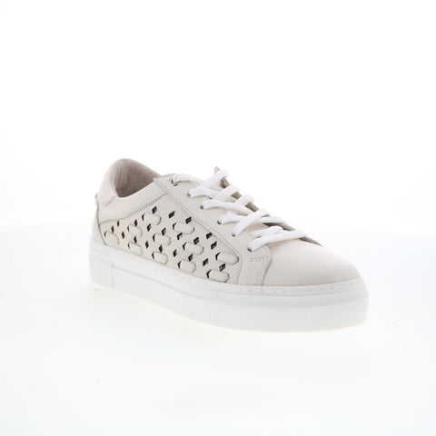 Miz Mooz Murphie Womens Beige Leather Lace Up Lifestyle Sneakers Shoes