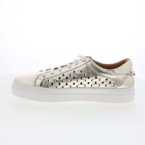 Miz Mooz Murphie Womens Gold Leather Lace Up Lifestyle Sneakers Shoes