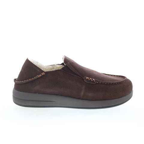 Propet Edsel MXX004S Mens Brown Extra Wide Suede Loafer Slippers Shoes