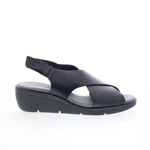Fly London Nabi NABI058FLY-002 Womens Black Leather Slingback Sandals Shoes