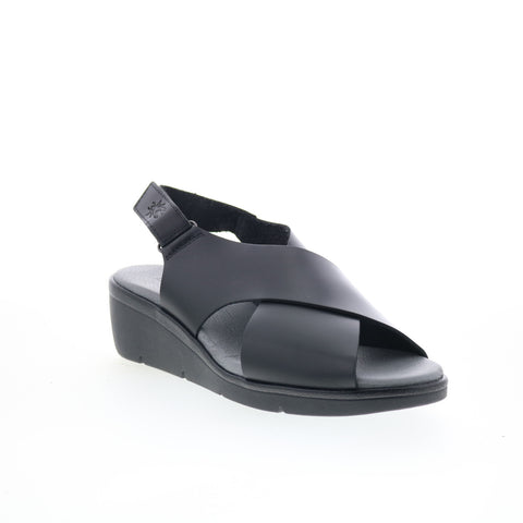Fly London Nabi NABI058FLY-002 Womens Black Leather Slingback Sandals Shoes