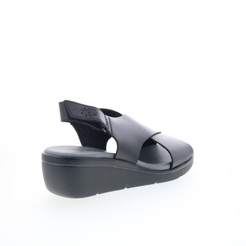 Fly London Nabi NABI058FLY-002 Womens Black Leather Slingback Sandals Shoes
