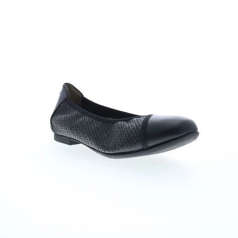 Revere Nairobi Womens Black Leather Slip On Ballet Flats Shoes