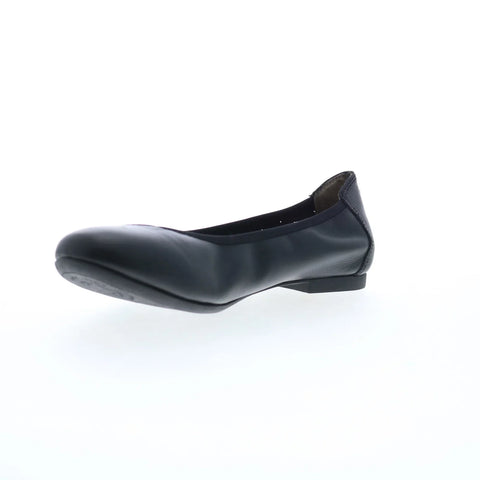 Revere Nairobi Womens Black Leather Slip On Ballet Flats Shoes