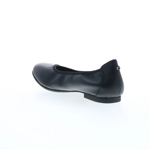 Revere Nairobi Womens Black Leather Slip On Ballet Flats Shoes