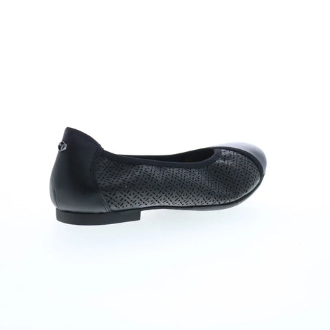 Revere Nairobi Womens Black Leather Slip On Ballet Flats Shoes