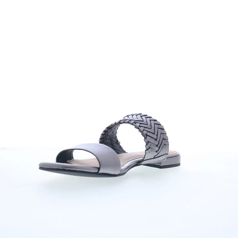 Trotters Nalane T2425-033 Womens Gray Leather Slip On Slides Sandals Shoes