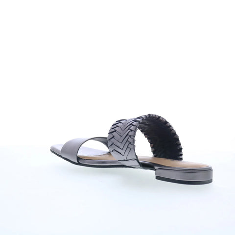 Trotters Nalane T2425-033 Womens Gray Leather Slip On Slides Sandals Shoes