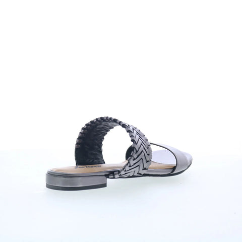 Trotters Nalane T2425-033 Womens Gray Leather Slip On Slides Sandals Shoes