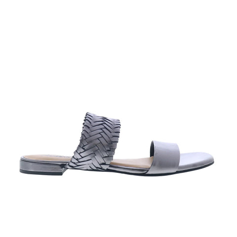 Trotters Nalane T2425-033 Womens Gray Leather Slip On Slides Sandals Shoes