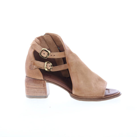A.S. 98 Naldo Womens Brown Leather Zipper Heeled Sandals Shoes
