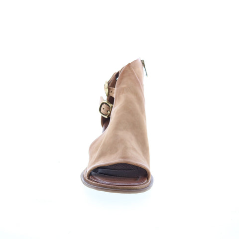 A.S. 98 Naldo Womens Brown Leather Zipper Heeled Sandals Shoes