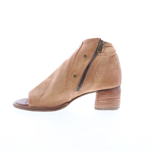 A.S. 98 Naldo Womens Brown Leather Zipper Heeled Sandals Shoes