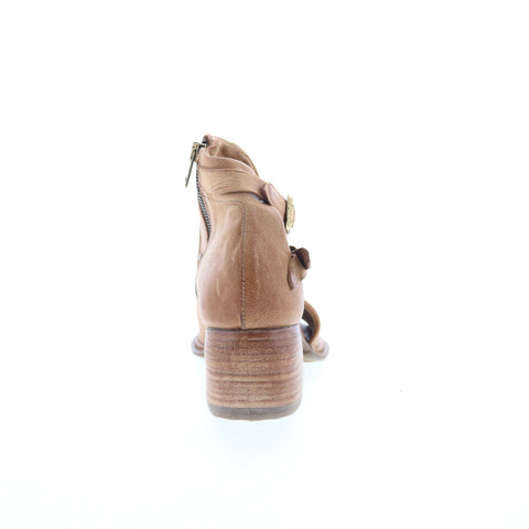 A.S. 98 Naldo Womens Brown Leather Zipper Heeled Sandals Shoes