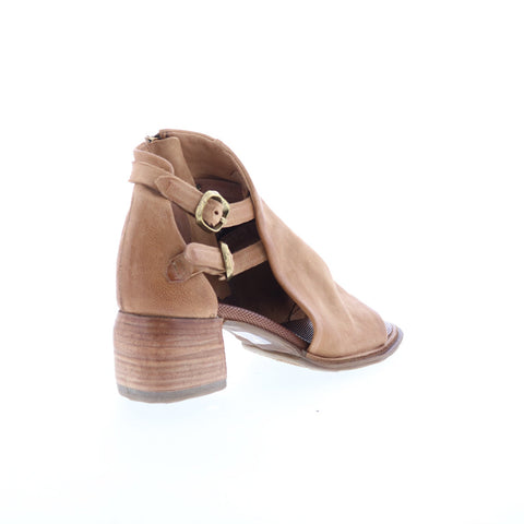 A.S. 98 Naldo Womens Brown Leather Zipper Heeled Sandals Shoes