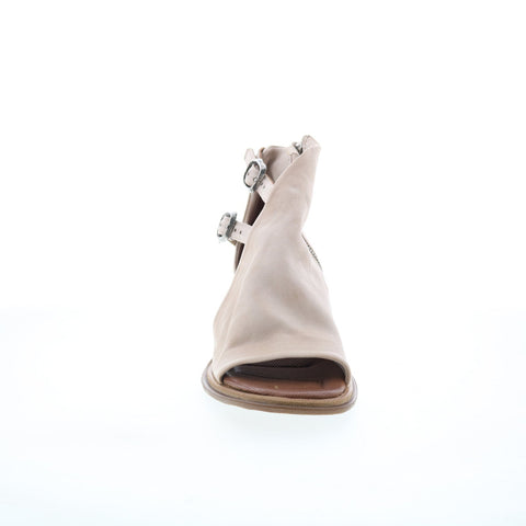 A.S. 98 Naldo Womens Beige Leather Zipper Heeled Sandals Shoes