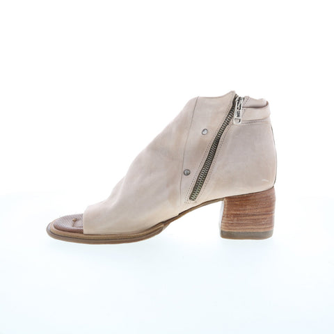 A.S. 98 Naldo Womens Beige Leather Zipper Heeled Sandals Shoes