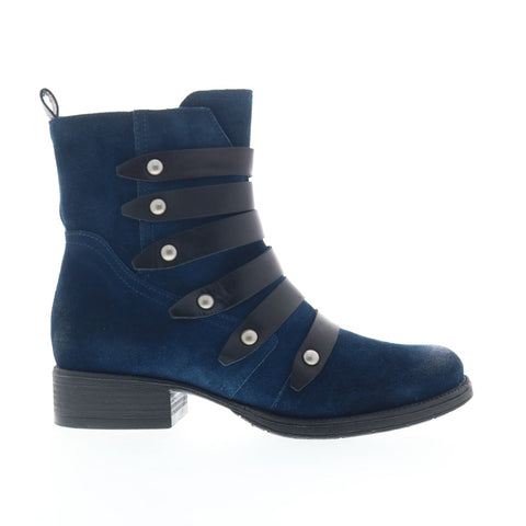 Miz Mooz Nancie Womens Blue Suede Zipper Casual Dress Boots