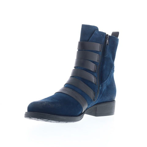 Miz Mooz Nancie Womens Blue Suede Zipper Casual Dress Boots