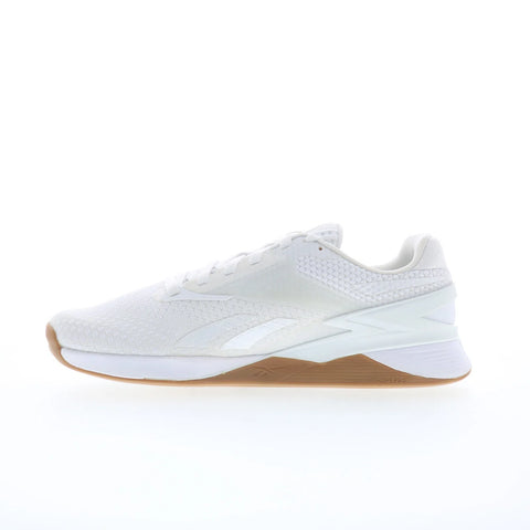 Reebok Nano X3 Womens White Canvas Lace Up Athletic Cross Training Shoes