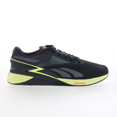 Reebok Nano X3 Mens Black Synthetic Lace Up Athletic Cross Training Shoes