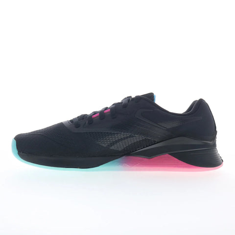 Reebok Nano X4 Mens Black Mesh Lace Up Athletic Cross Training Shoes