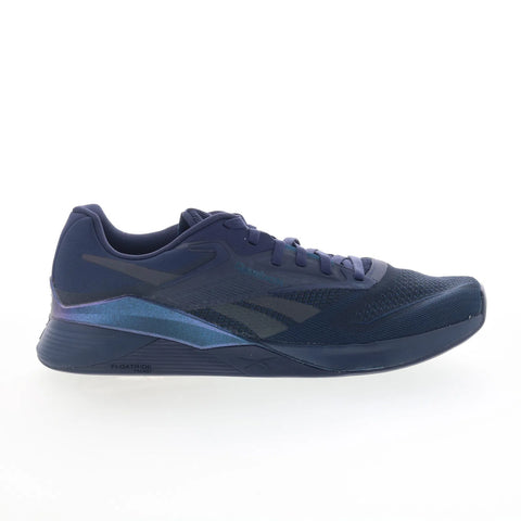 Reebok Nano X4 Mens Blue Synthetic Lace Up Athletic Cross Training Shoes