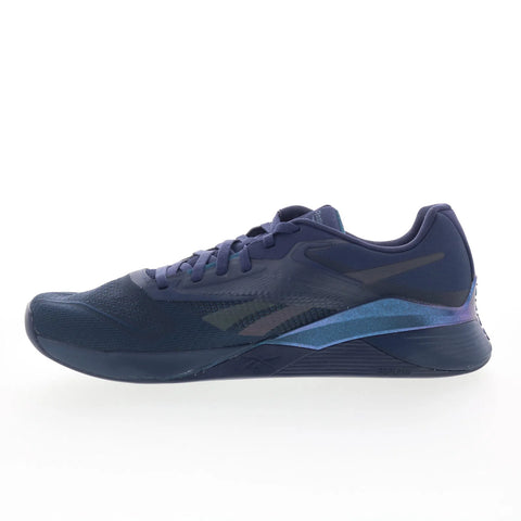 Reebok Nano X4 Mens Blue Synthetic Lace Up Athletic Cross Training Shoes