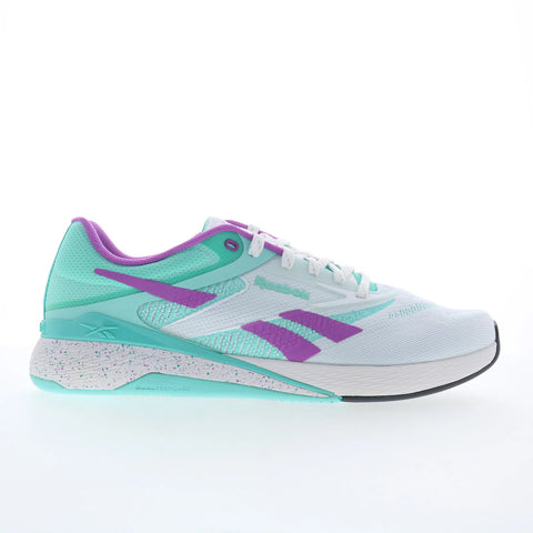 Reebok Nano X5 Mens White Canvas Lace Up Athletic Cross Training Shoes