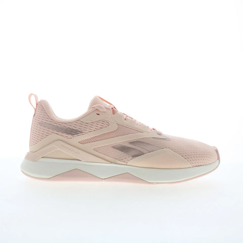Reebok Nanoflex TR 2 Womens Pink Mesh Lace Up Athletic Cross Training Shoes