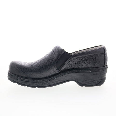 Klogs Womens Black Wide Leather Slip On Clogs Flats Shoes