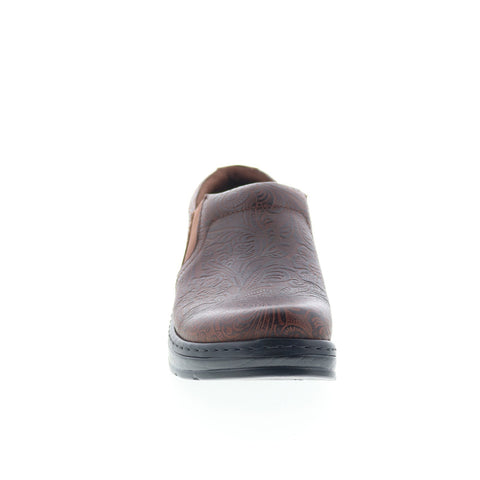 Klogs Womens Brown Leather Slip On Clogs Flats Shoes