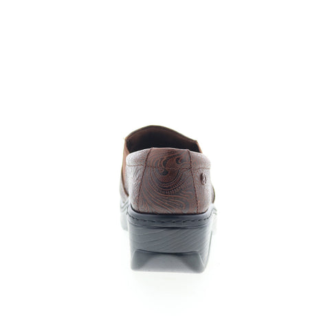Klogs Womens Brown Leather Slip On Clogs Flats Shoes