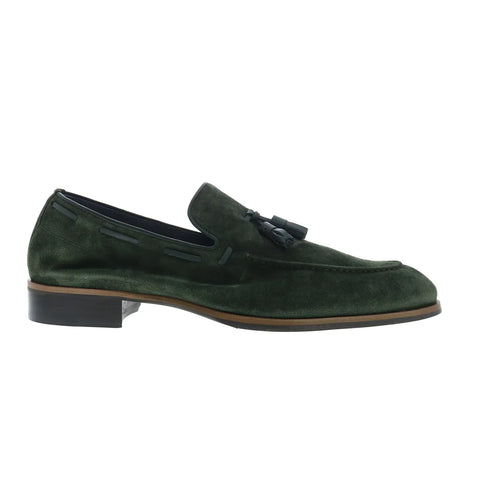 Di Bianco Napoli Suede Selva Mens Green Loafers & Slip Ons Casual Shoes