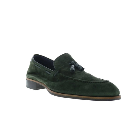 Di Bianco Napoli Suede Selva Mens Green Loafers & Slip Ons Casual Shoes