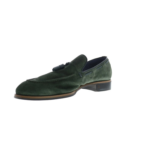 Di Bianco Napoli Suede Selva Mens Green Loafers & Slip Ons Casual Shoes