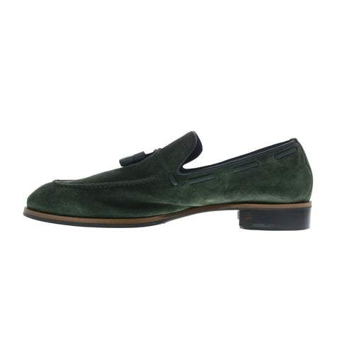 Di Bianco Napoli Suede Selva Mens Green Loafers & Slip Ons Casual Shoes