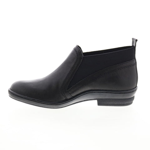 David Tate Naya Womens Black Wide Leather Slip On Ankle & Booties Boots