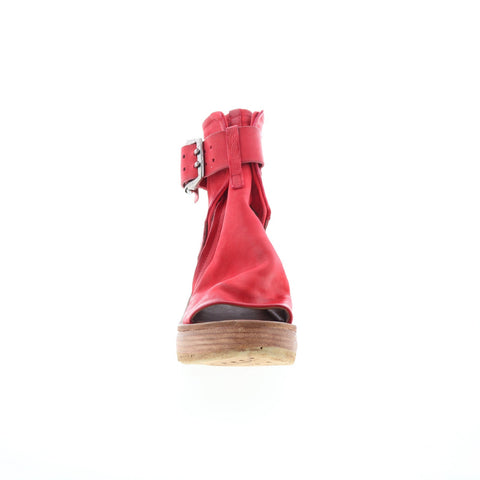 A.S. 98 Naya Womens Red Leather Hook & Loop Wedges Sandals Shoes