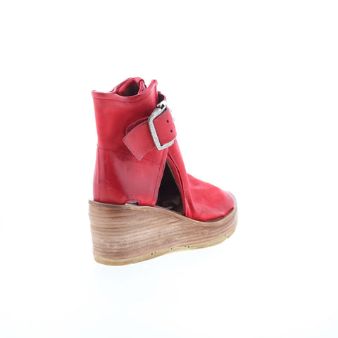 A.S. 98 Naya Womens Red Leather Hook & Loop Wedges Sandals Shoes
