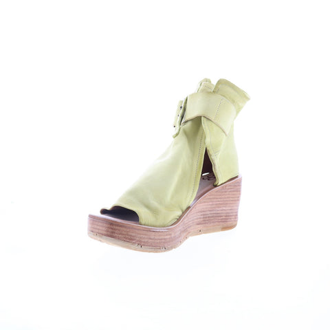 A.S. 98 Naya Womens Green Leather Hook & Loop Wedges Sandals Shoes