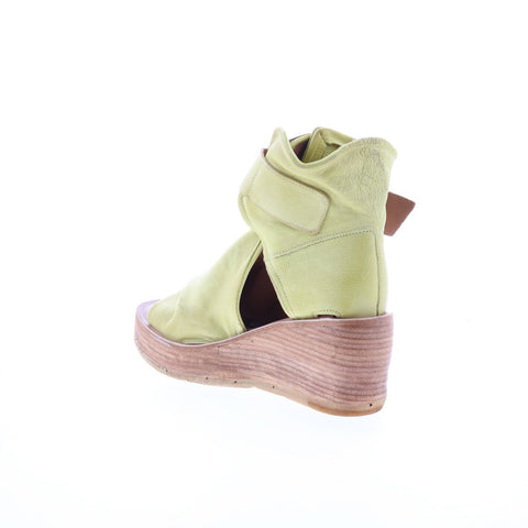 A.S. 98 Naya Womens Green Leather Hook & Loop Wedges Sandals Shoes