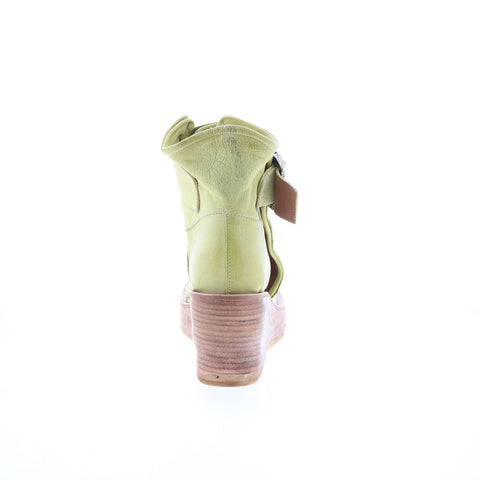 A.S. 98 Naya Womens Green Leather Hook & Loop Wedges Sandals Shoes