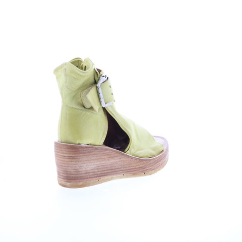 A.S. 98 Naya Womens Green Leather Hook & Loop Wedges Sandals Shoes