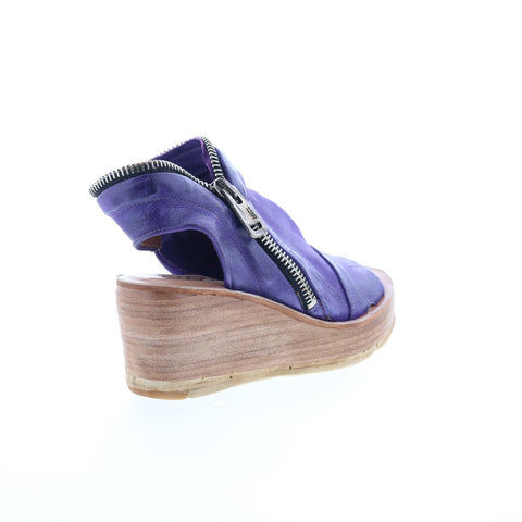 A.S. 98 Naylor Womens Purple Leather Zipper Wedges Sandals Shoes