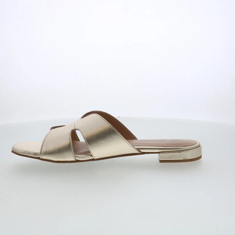 Trotters Nell T2316-709 Womens Beige Leather Slip On Slides Sandals Shoes